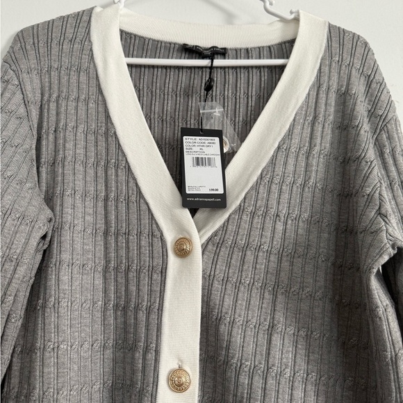Adrianna Papell Gray & White Cable Cardigan - Picture 4 of 4